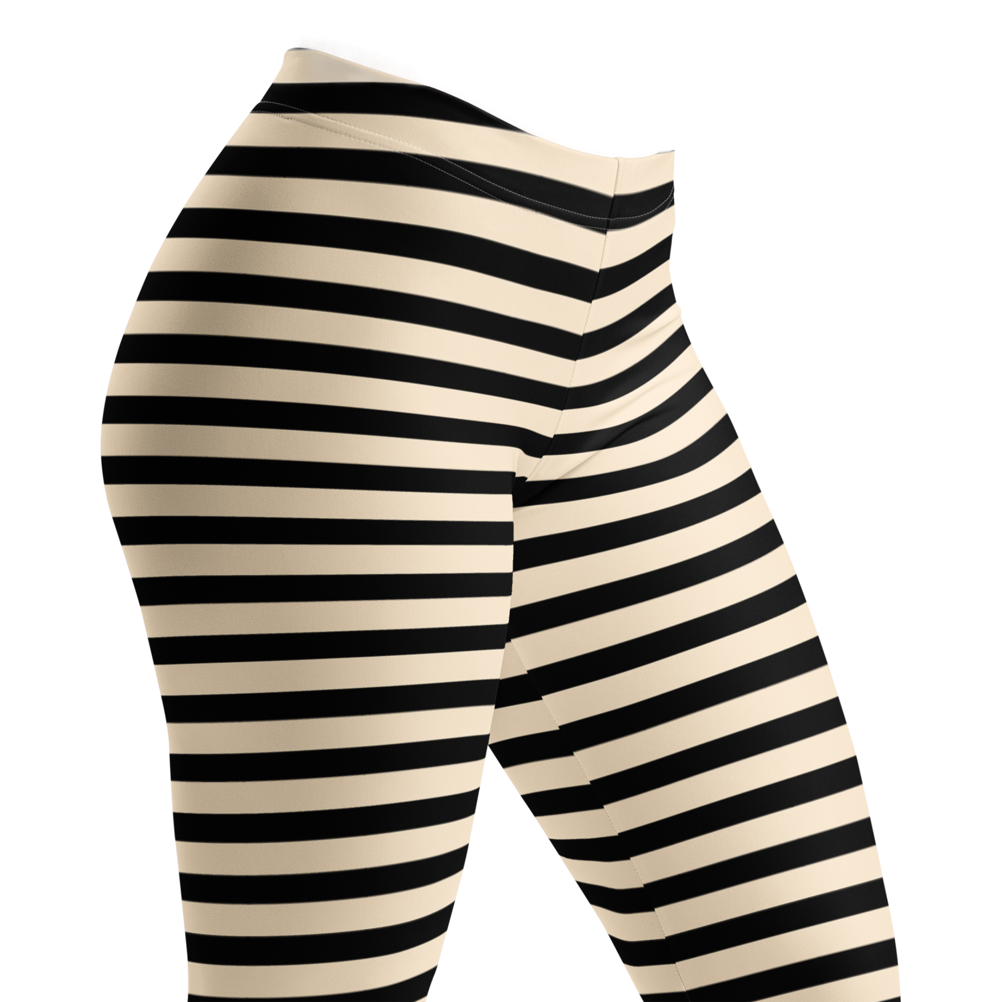 Black and white horizontal stripe leggings by YéYé, 