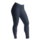 Brown and navy horizontal stripe leggings by YéYé
