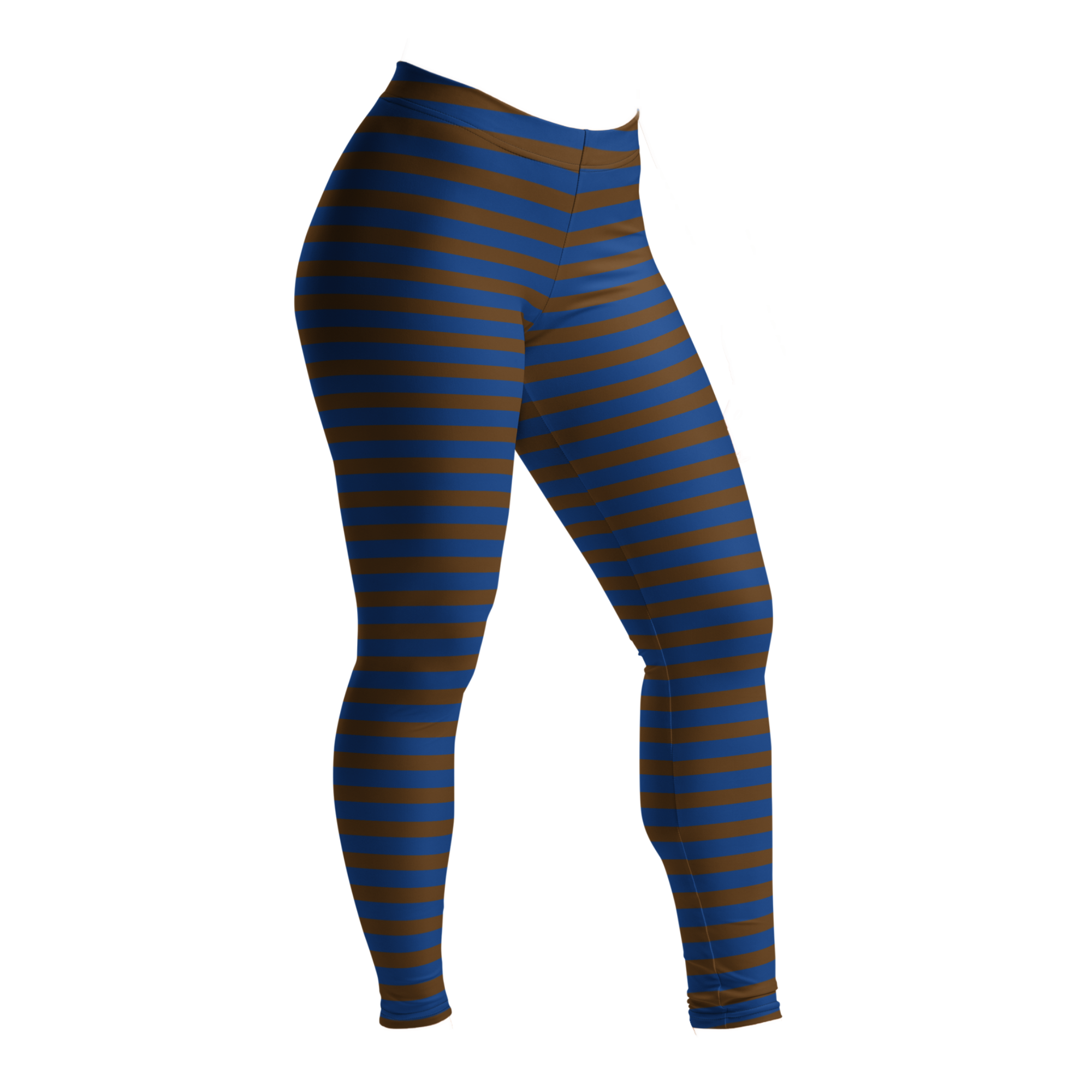 Brown and navy horizontal stripe leggings by YéYé