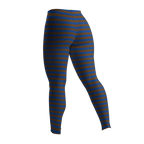 Brown and navy horizontal stripe leggings by YéYé