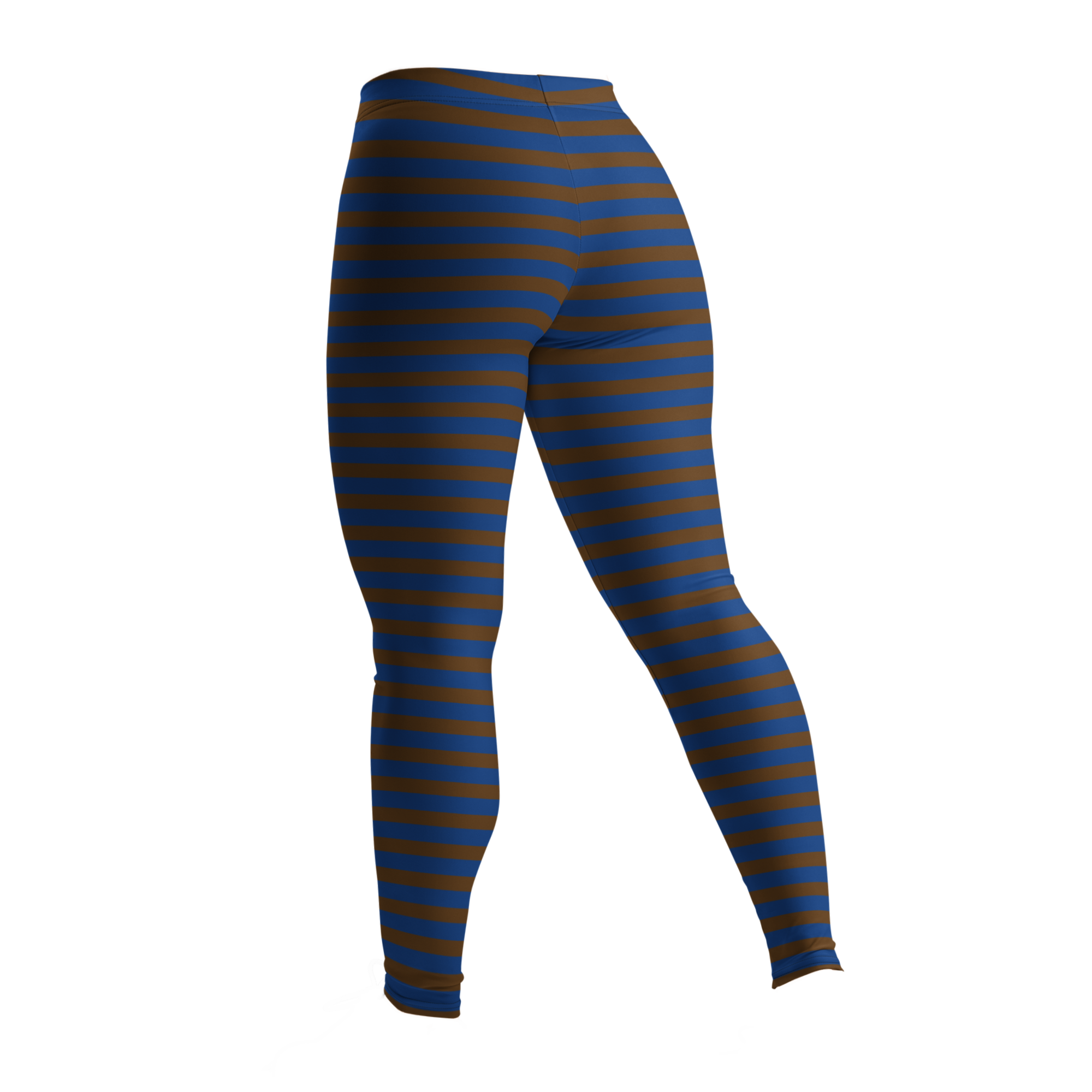 Brown and navy horizontal stripe leggings by YéYé