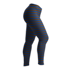 Brown and navy horizontal stripe leggings by YéYé
