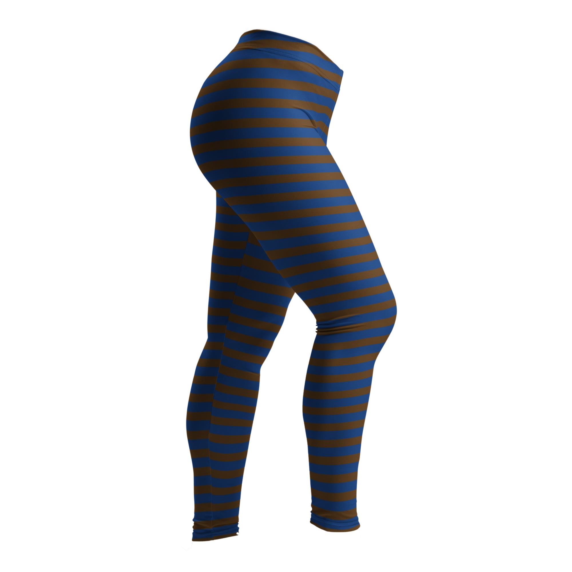 Brown and navy horizontal stripe leggings by YéYé