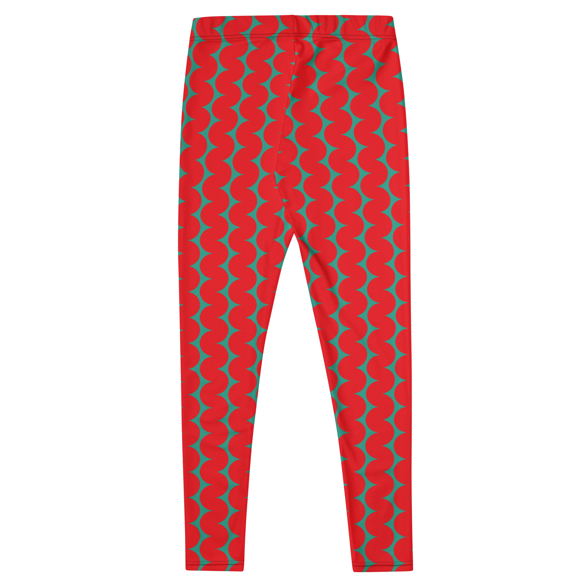 Designed by Studio YéYé — bold red and teal wiggly stripes, graphic and full of energy. Recycled materials, UPF 50+, squat-proof. Free US/EU shipping.