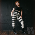 HARLEQUIN JESTER Plus Size Leggings - BLACK + WHITE