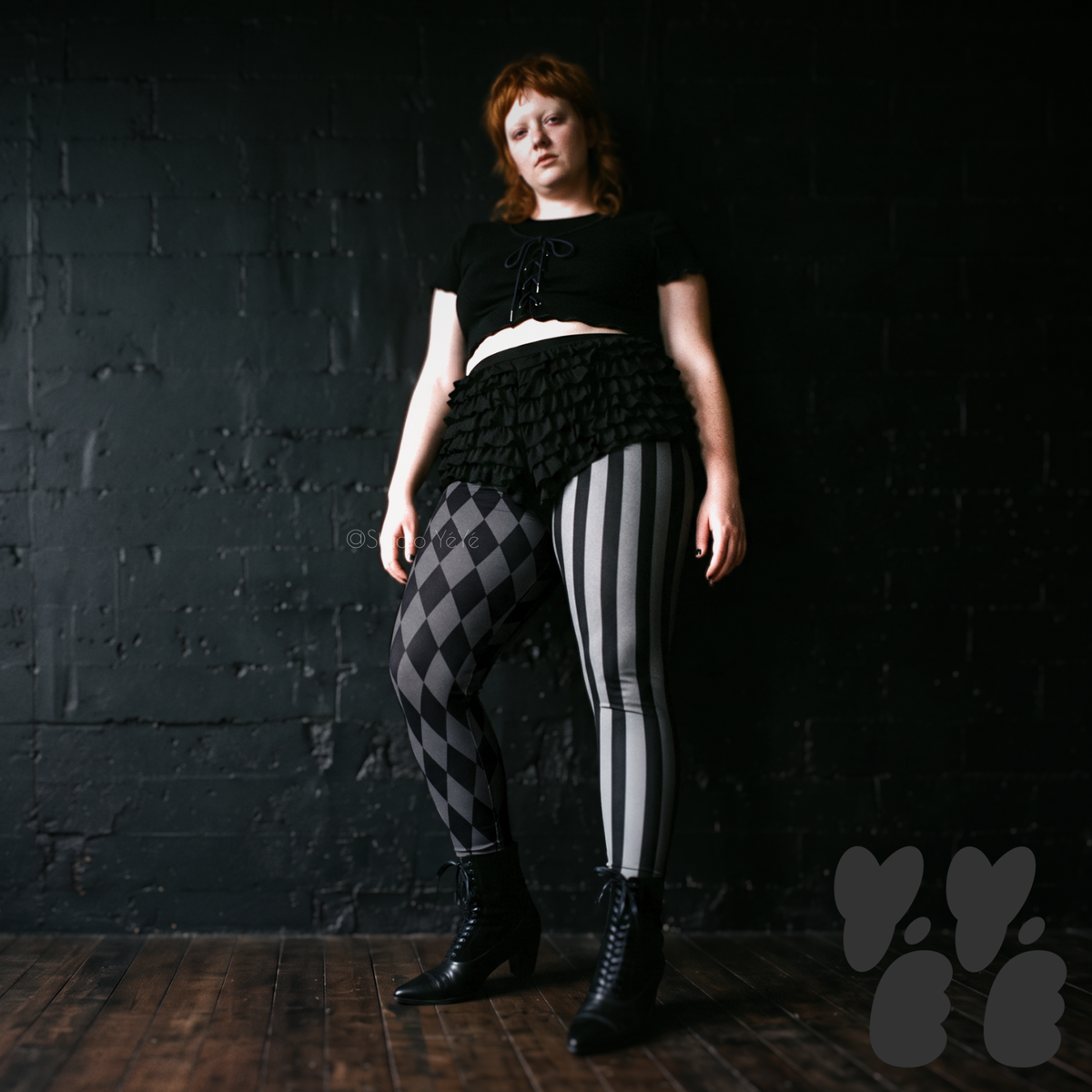 SILENT FILM GRAYSCALE Jester Plus Size Leggings