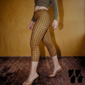 GINGAM LOVER Capri Leggings - Pumpkin and green