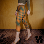 GINGAM LOVER Capri Leggings - Pumpkin and green