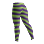 Stripe leggings - Designed by Studio YéYé — lime and purple stripes for your inner villain. Halloween, goth and punk-ready. Recycled materials, UPF 50+, squat-proof. Free US/EU shipping.
