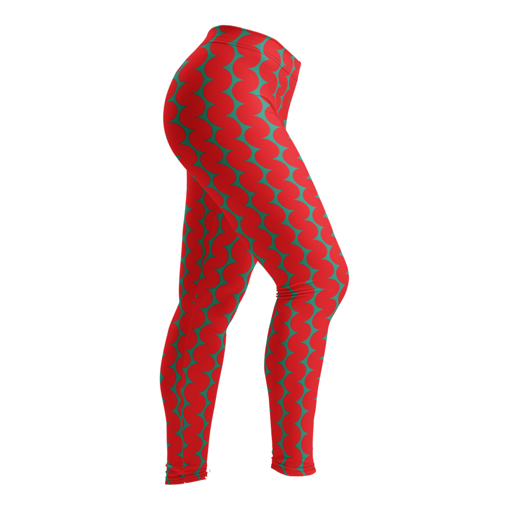 Designed by Studio YéYé — bold red and teal wiggly stripes, graphic and full of energy. Recycled materials, UPF 50+, squat-proof. Free US/EU shipping.