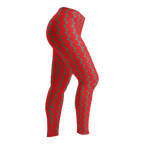 Designed by Studio YéYé — bold red and teal wiggly stripes, graphic and full of energy. Recycled materials, UPF 50+, squat-proof. Free US/EU shipping.