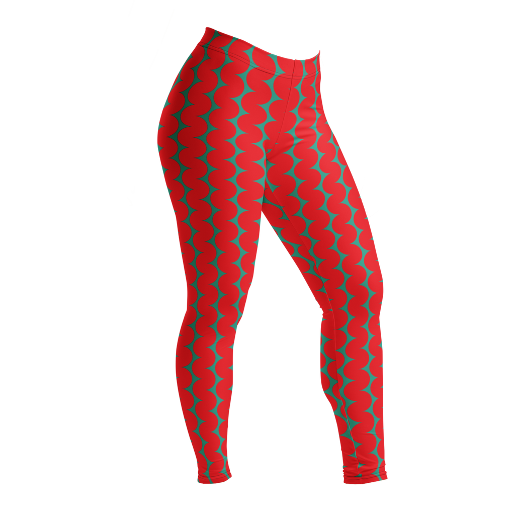 Designed by Studio YéYé — bold red and teal wiggly stripes, graphic and full of energy. Recycled materials, UPF 50+, squat-proof. Free US/EU shipping.
