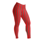 Designed by Studio YéYé — bold red and teal wiggly stripes, graphic and full of energy. Recycled materials, UPF 50+, squat-proof. Free US/EU shipping.